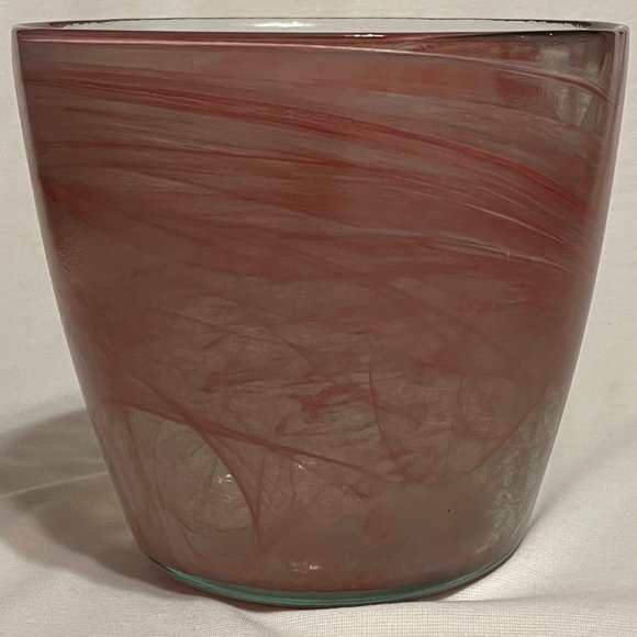 Ecoglass Recycled Glass Flower Pot Pink Swirl - Picture 1 of 6